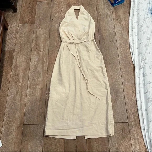Zara Cream Backless Halter Maxi Dress - Picture 9 of 9